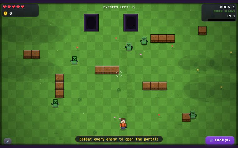 Portal Blaster gameplay — bombing enemies across the Green Plains to open the portal